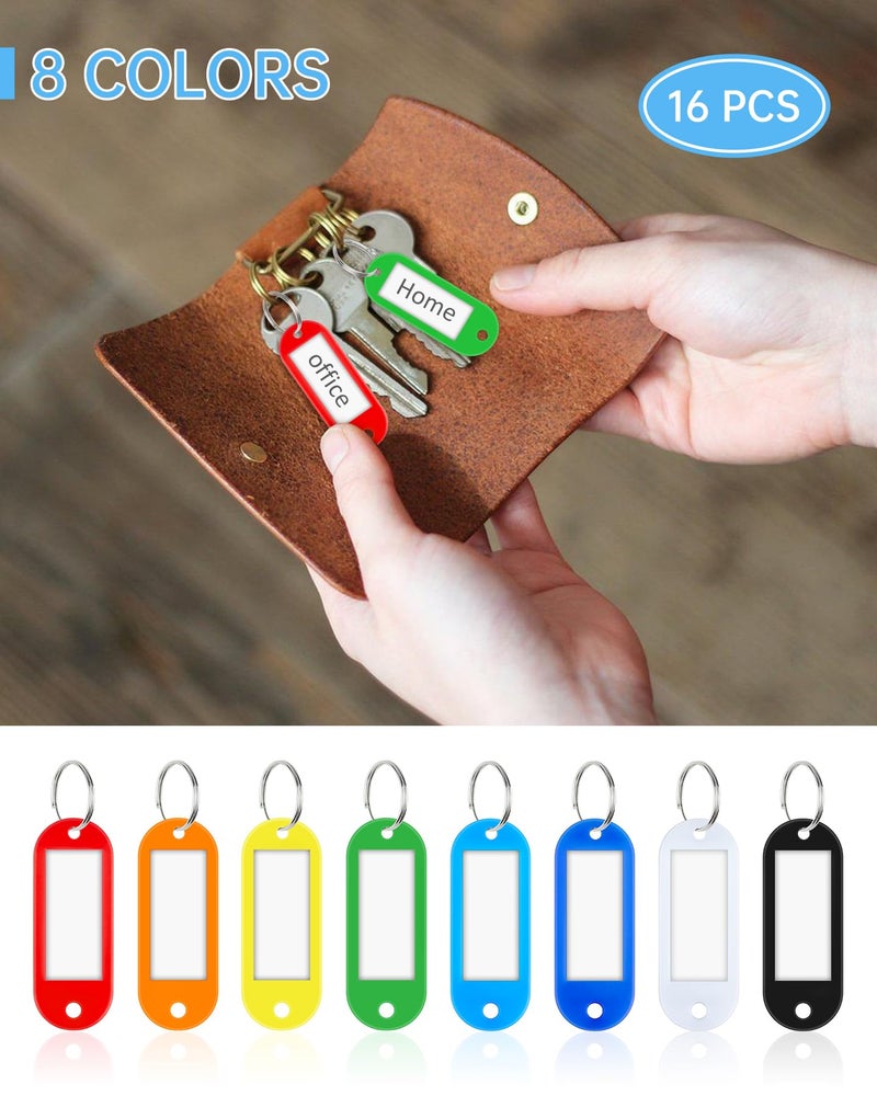 Teskyer 16 Pack Plastic Key Tags, Colorful Key Labels with Label Window Split Ring, Organize Your Keys and Stuff, 8 Colors - Image 4